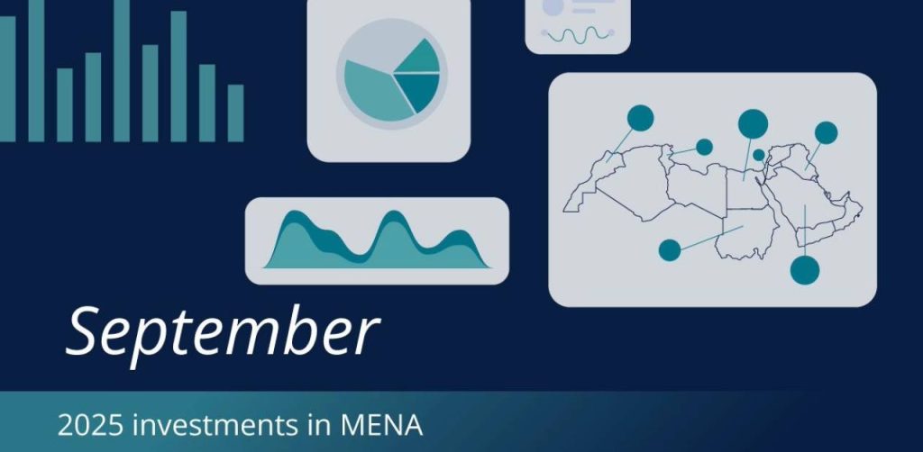 Overview of 2025 MENA investments in September showing charts, data visualizations, and regional analysis.